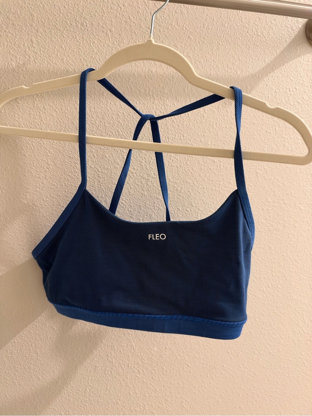 Fleo Ribbed Strappy Sports Bralette - Blue